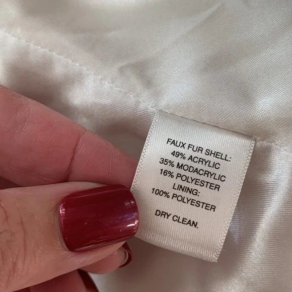 WHBM chevron Faux FUR white ivory coat jacket sold out $228 M 6 8 romantic - Picture 11 of 13